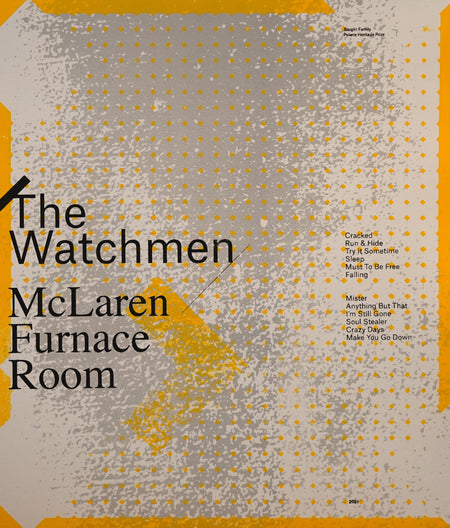 "McLaren Furnace Room" — The Watchmen — photo of a hand screen-printed Polaris Heritage Prize 2026 poster