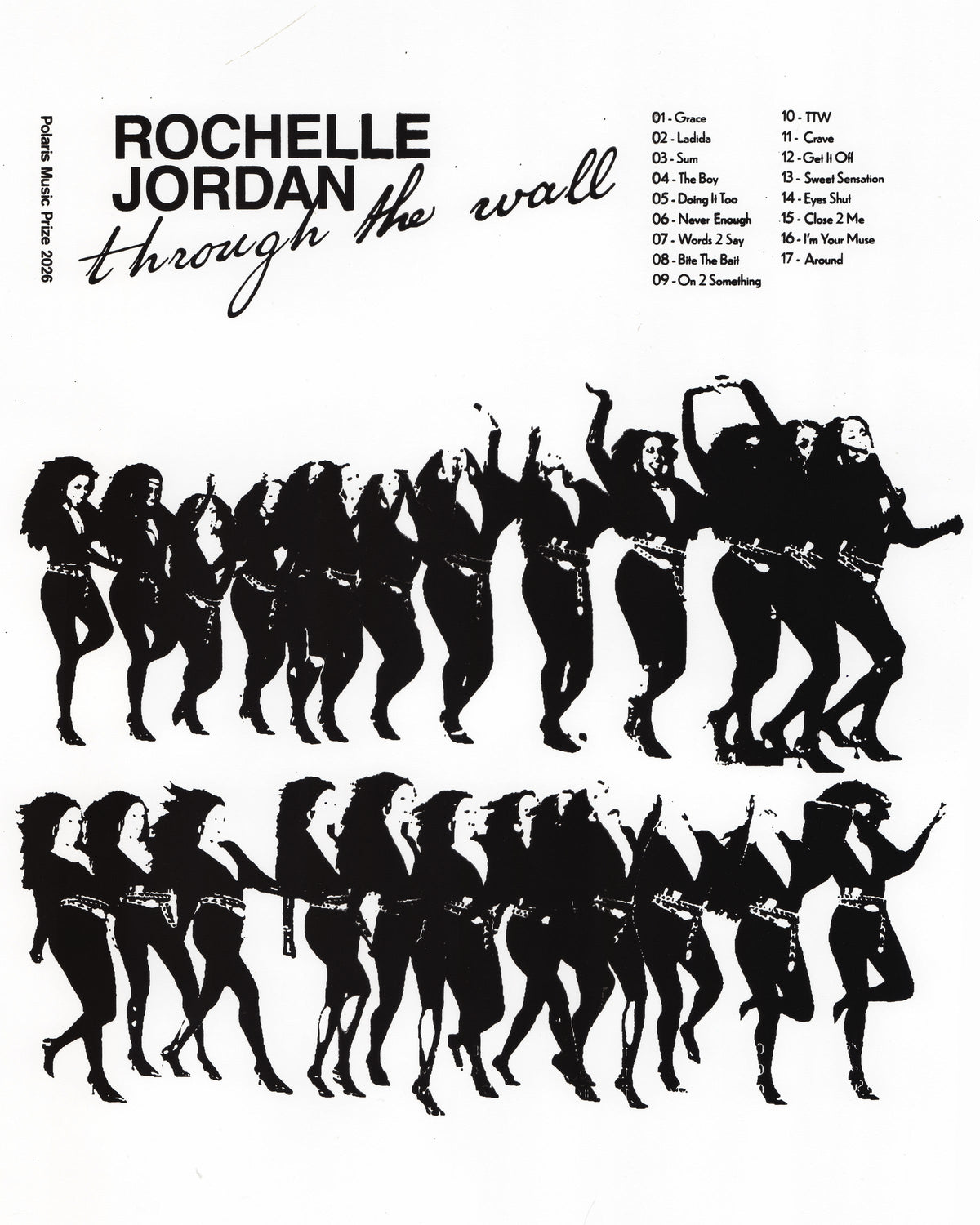 "Through the Wall" — Rochelle Jordan — scan of a hand screen-printed Polaris Music Prize 2026 poster, special edition
